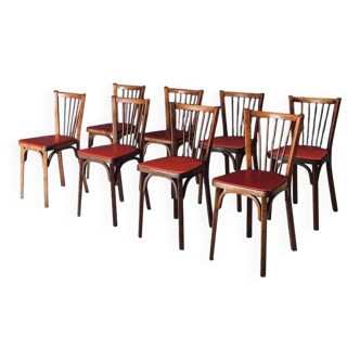 French Reconstruction Bistro Chairs from Baumann, 1950s, Set of 8
