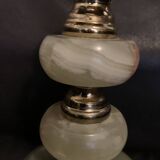 Base de lampe 1960 18cm en onyx plaque dorée vintage ancien