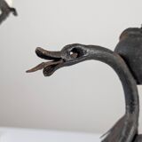Set of Three Wrought Iron Dragon Sconces