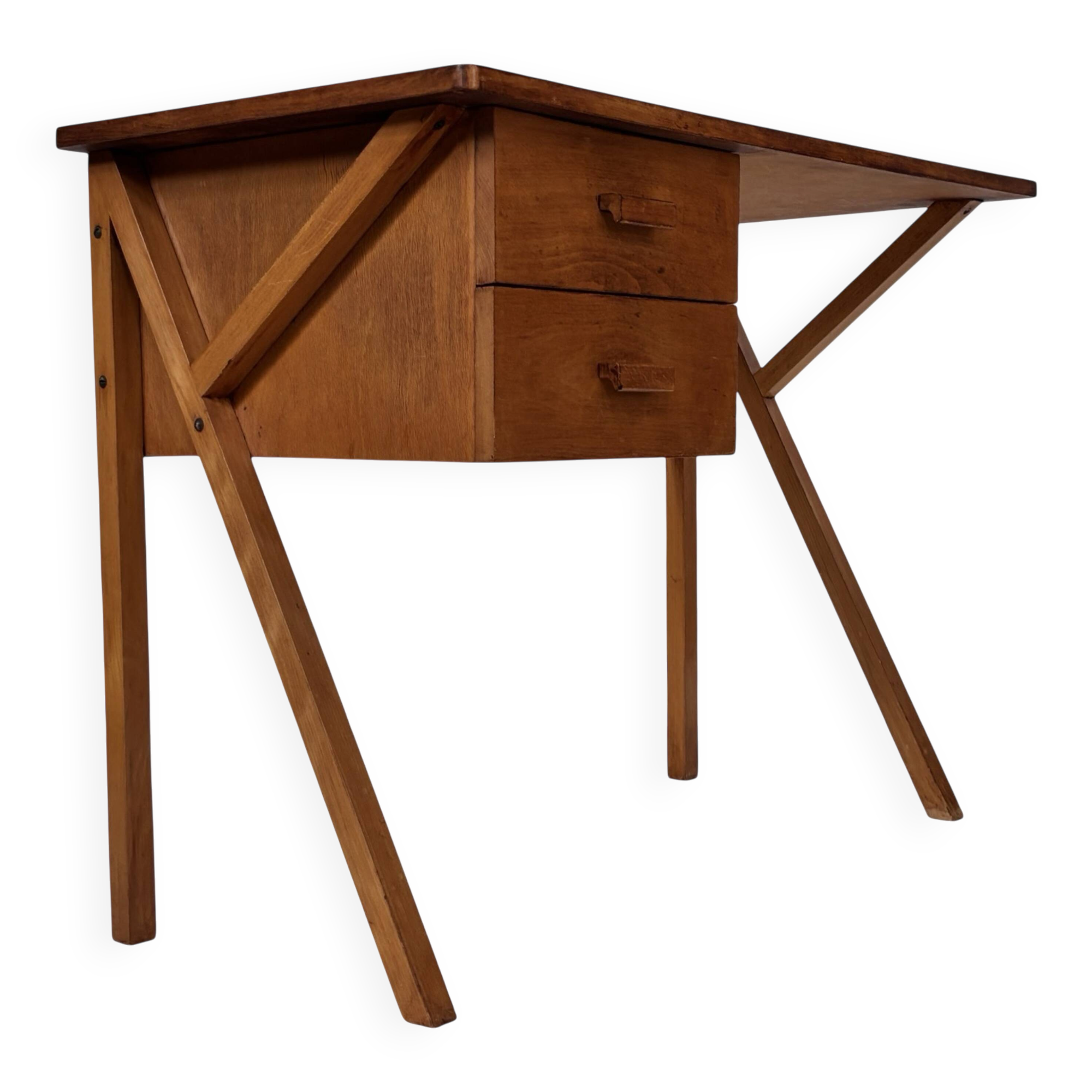 Vintage desk, compact model, minimalist desin teak, 1960s