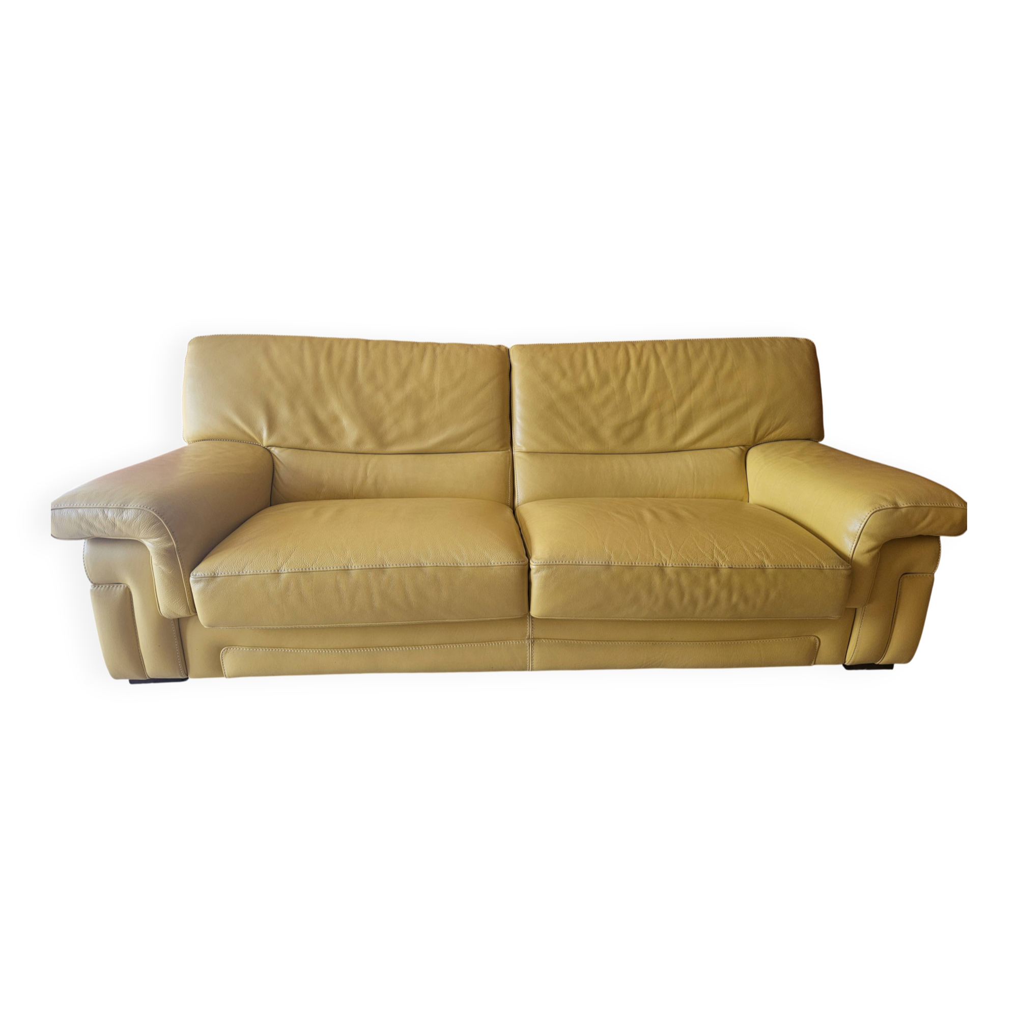 Canapé 3pl -roche bobois- cuir de vachette pleine fleur