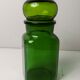Pot de pharmacie vert en verre 1960