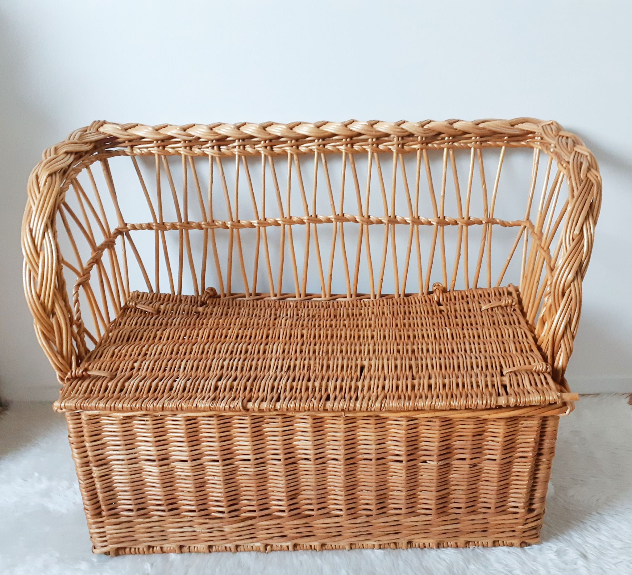 Old toy chest in rattan