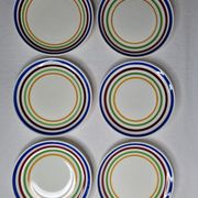 Dessert set, six dessert plates in Gien earthenware, 19 cm