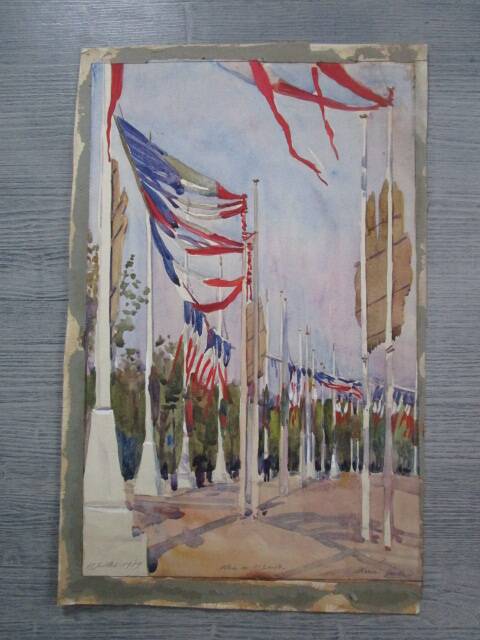 Old watercolor - place de l'étoile 07/17/1919 - pierre vincent galle