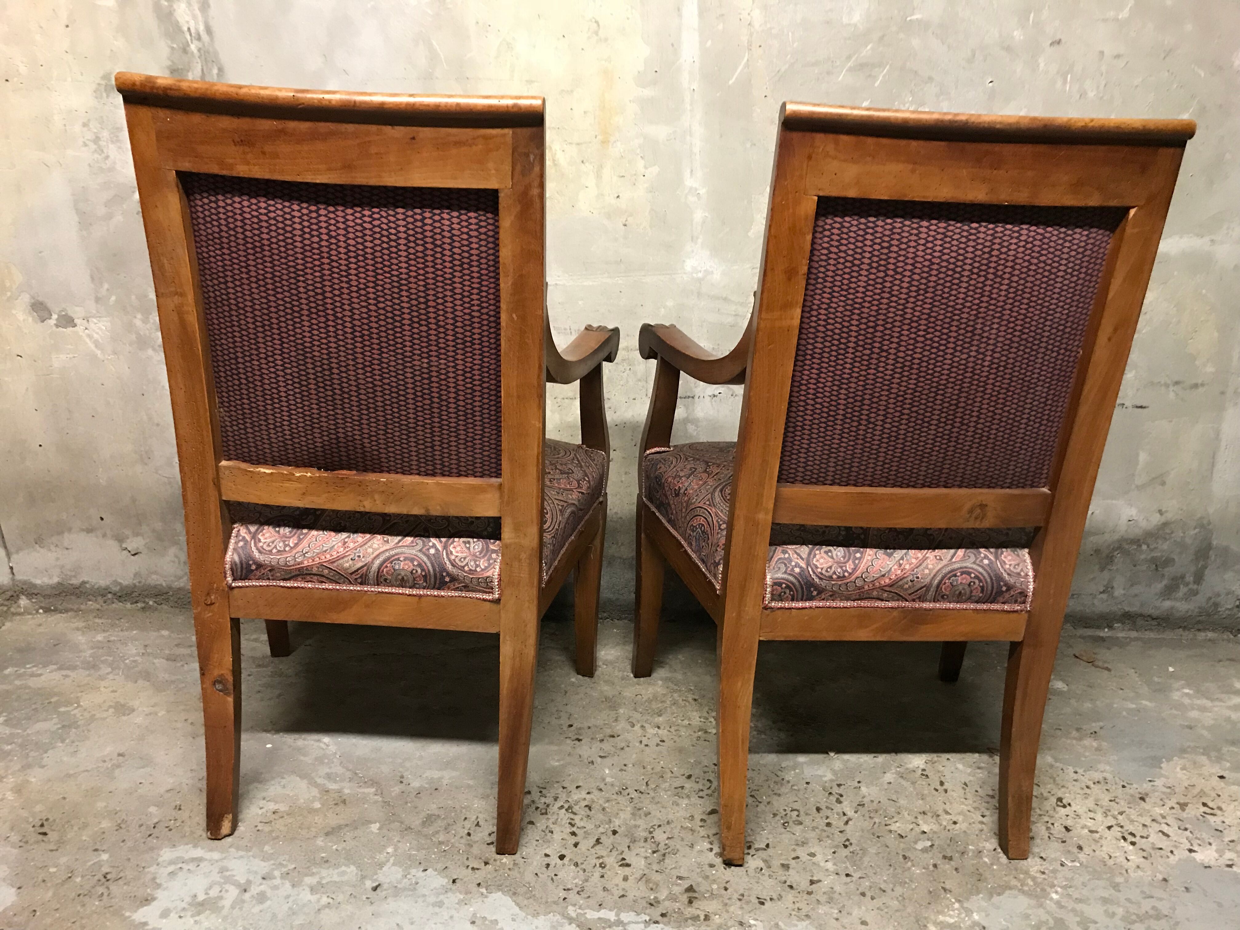 Pair of armchairs to fiddleheads Empire 19th