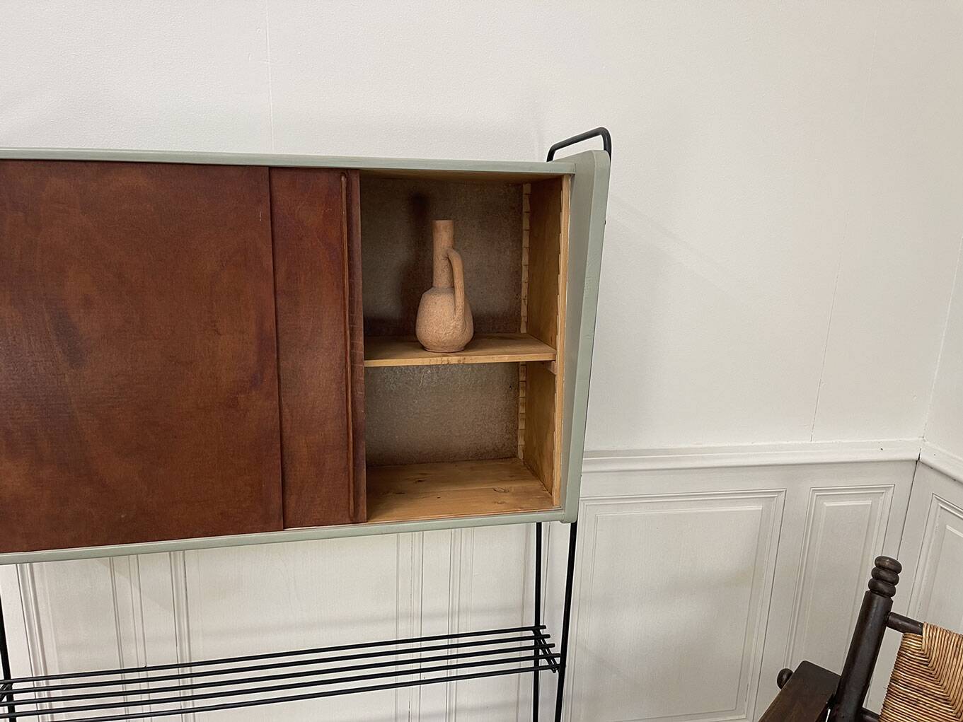 Vintage shelf in metal and wood