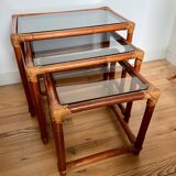 Bamboo and rattan nesting tables