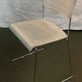 Set of 4 Italian Spilimbergo chairs in chromed steel and white plastic