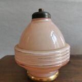Pied de lampe à poser vintage en verre de clichy rose