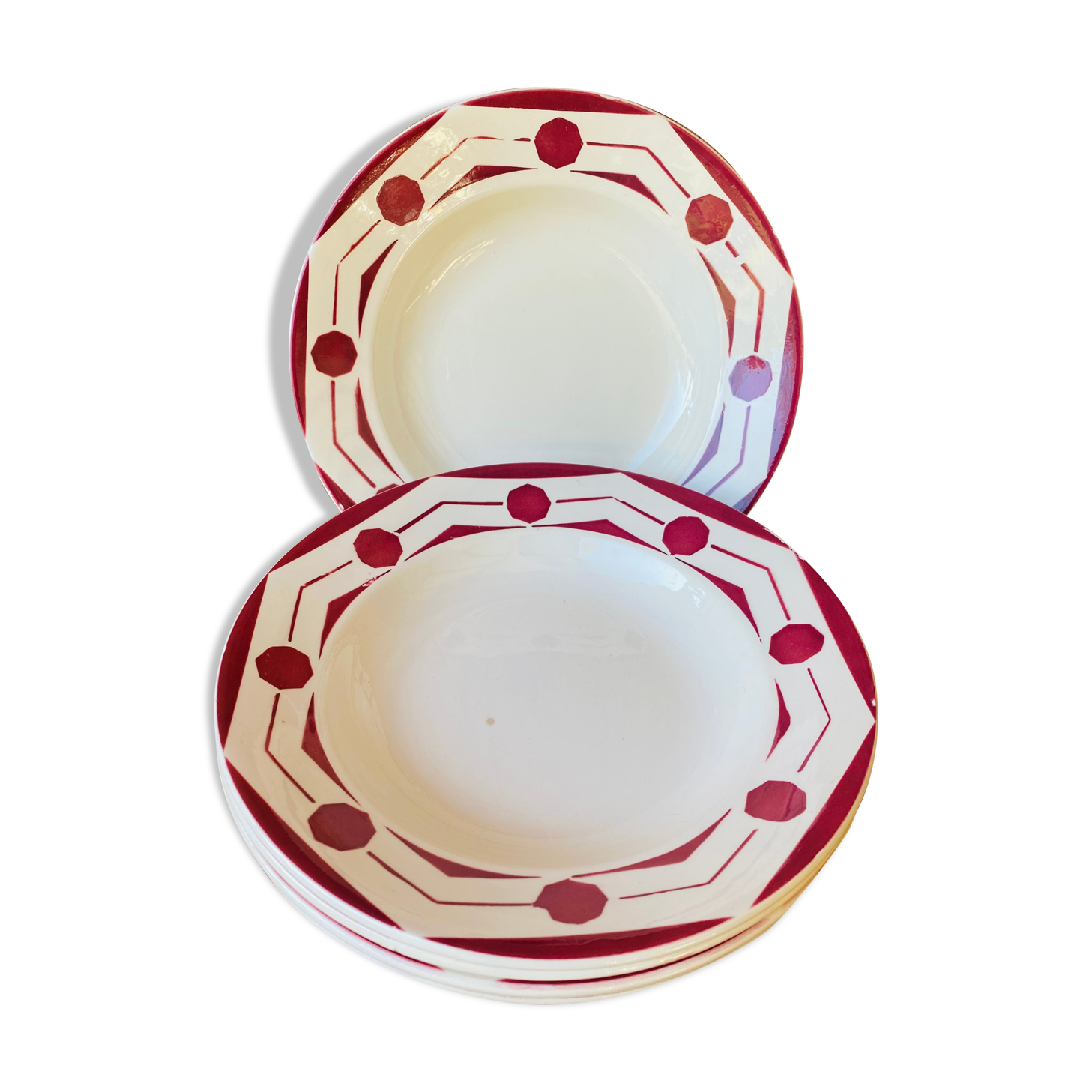 Set of 6 hollow plates old DIGOUIN model 'Chives'