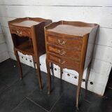 Pair of Louis XV style bedside tables in marquetry
