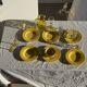 Set of 6 vintage yellow deep plates D22.5 H3.5
