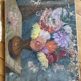 Set of 3 oils on canvas dahlias