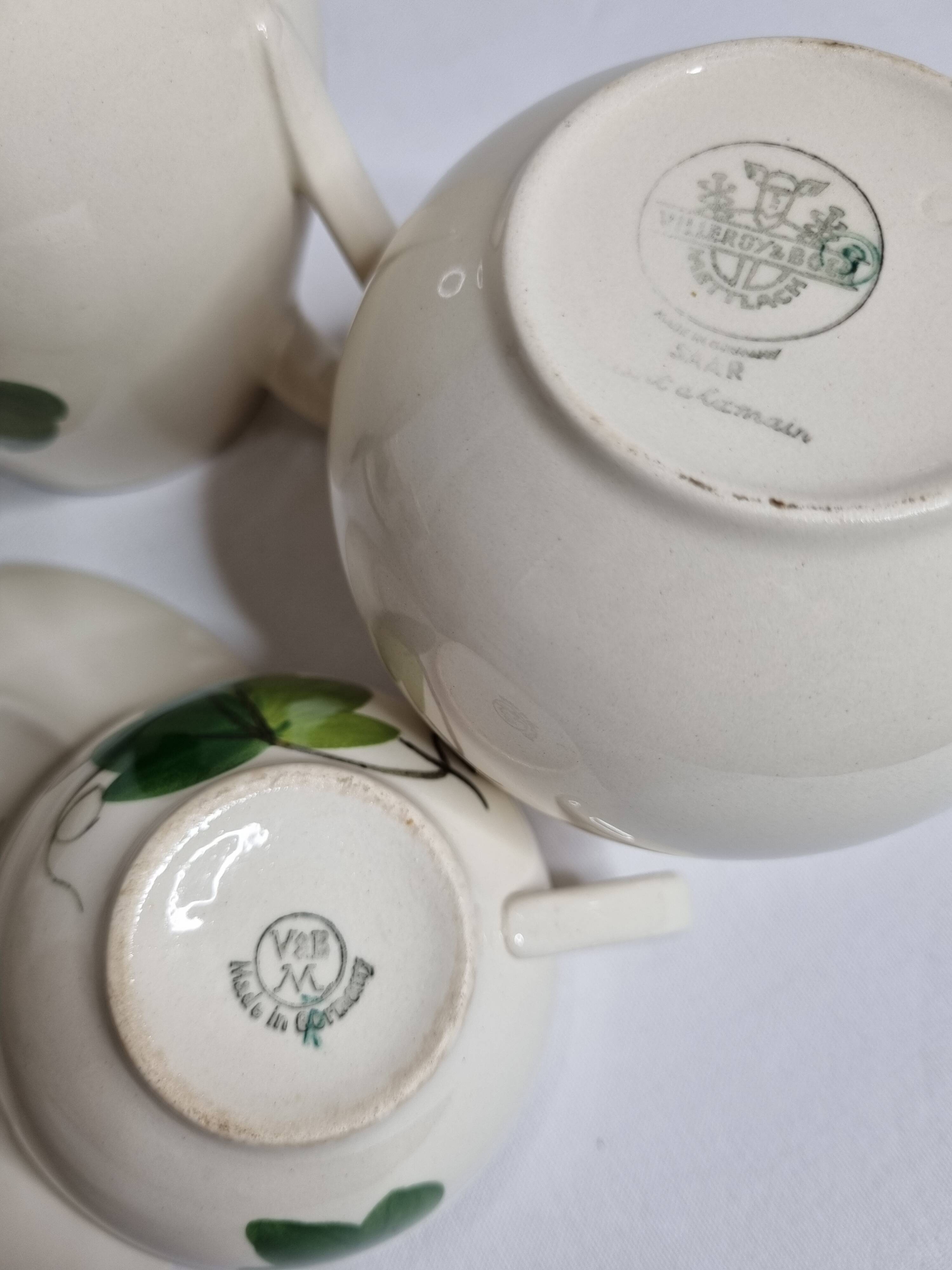 Vintage coffee service, hand-painted plant decor, Villeroy and Boch