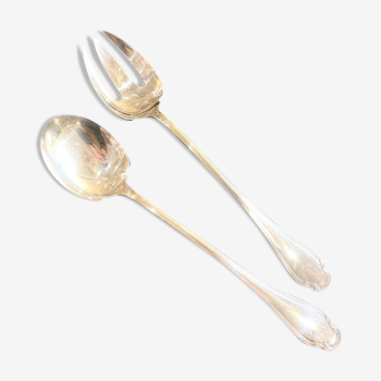 Salad cutlery, Alfénide, Christofle, Pompadour model