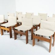 Set of 12 Monk dining chairs by Afra & Tobia Scarpa for Molteni, 1970s.