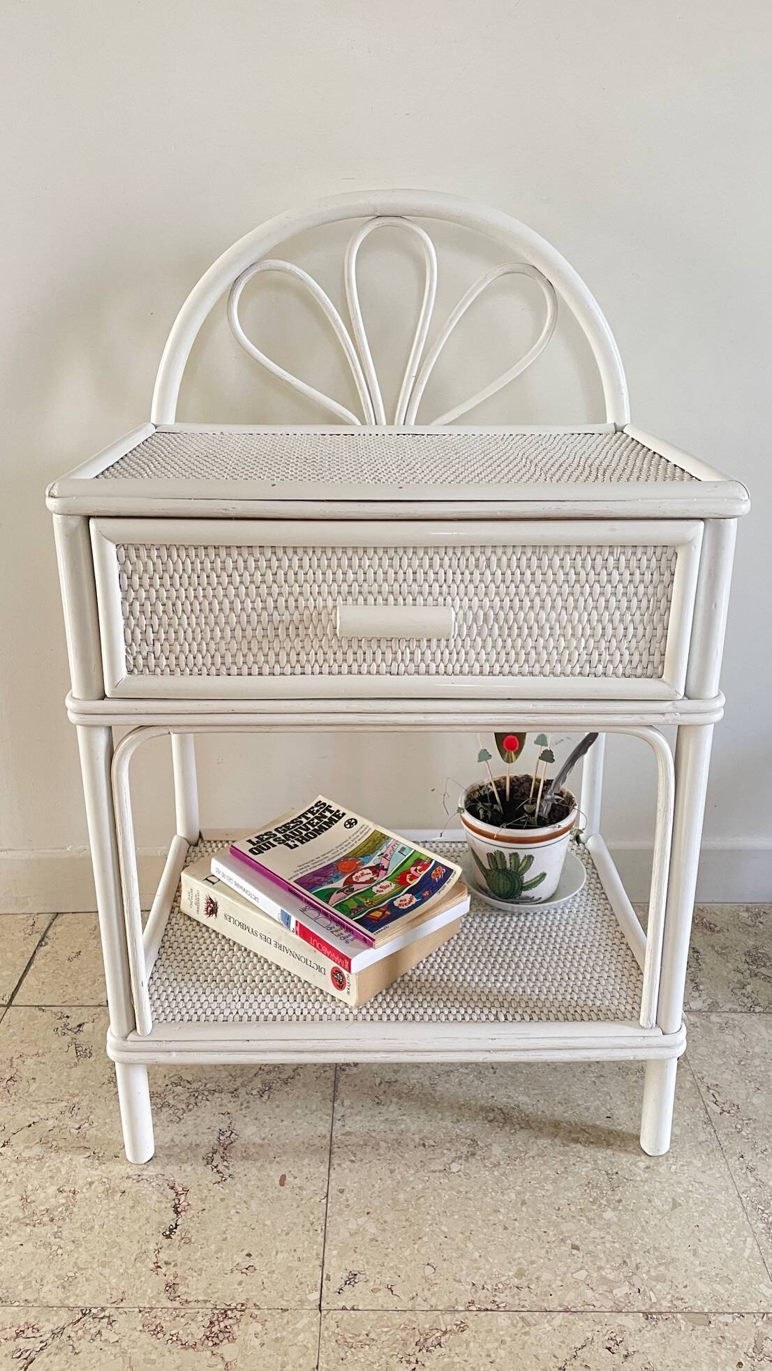 Pair of Vintage Rattan Bedside Tables