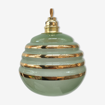 Art deco green and golden lamp