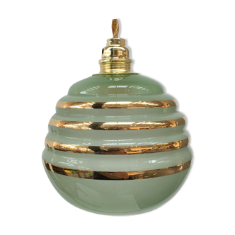 Art deco green and golden lamp
