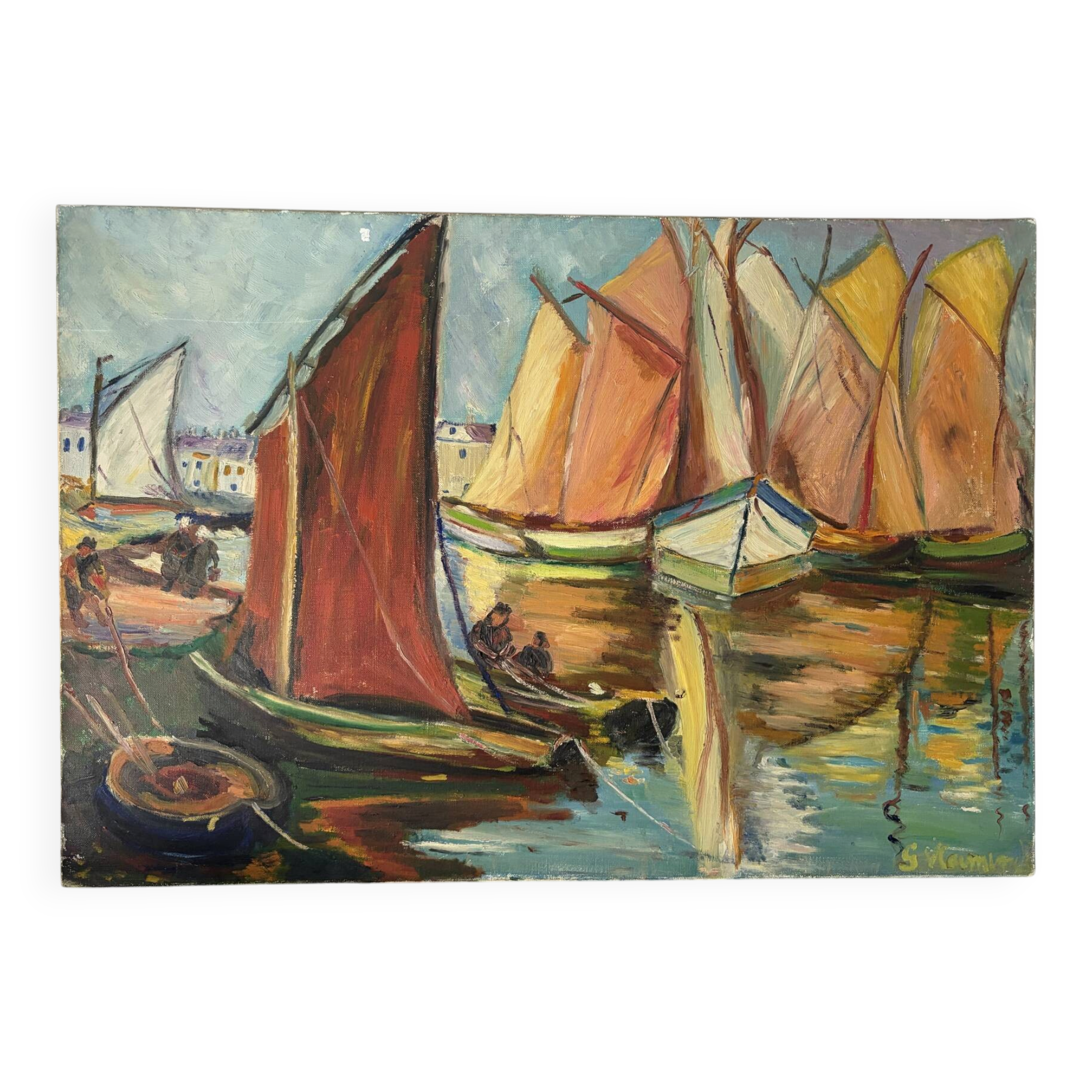 Marine - sailing boats, oil on canvas signed