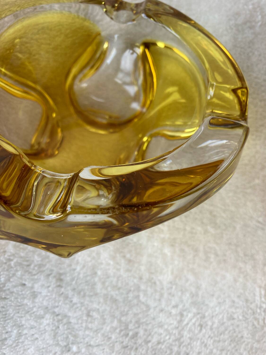 Vintage two-tone yellow glass ashtray