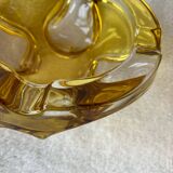 Cendrier vintage en verre bicolore jaune