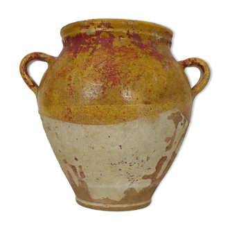 Pot à confit jaune vernissé sud ouest de la France Pot de conservation.  XIXème