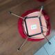 vintage red furry chair and pouf Pelfran 1960/1970