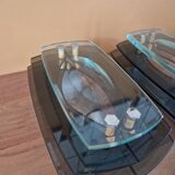 Pair of smoked glass wall lights - Veca editions, Fontana Arte - Design 1970