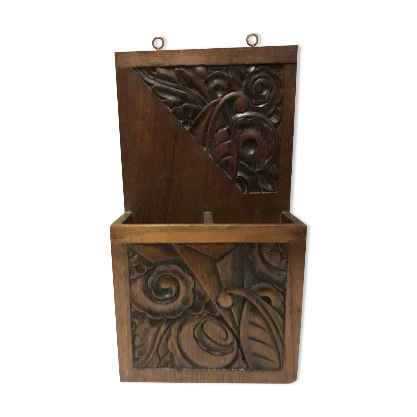 Storage box of brushes with clothes in carved wood Art Deco