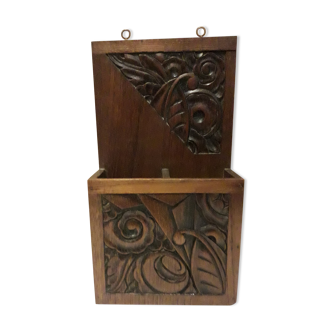 Storage box of brushes with clothes in carved wood Art Deco