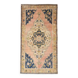 5x9 Peach Red Dark Blue Persian Area Rug, 153x290Cm SK 18900