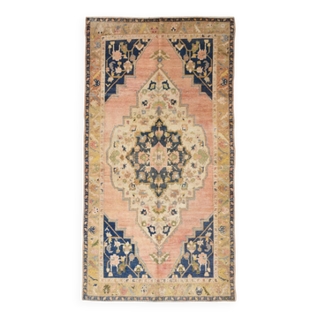 5x9 Peach Red Dark Blue Persian Area Rug, 153x290Cm SK 18900