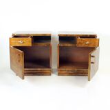 Pair Of Art Deco Bedside Tables In Walnut, Czechoslovakia 1930s