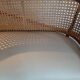 2-seater bamboo cane bench in vintage white imitation leather
