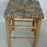 Wooden and straw workshop stool