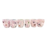 Contemporary Modern Pink Spot with Murrine Murano Glasses - Set of 6