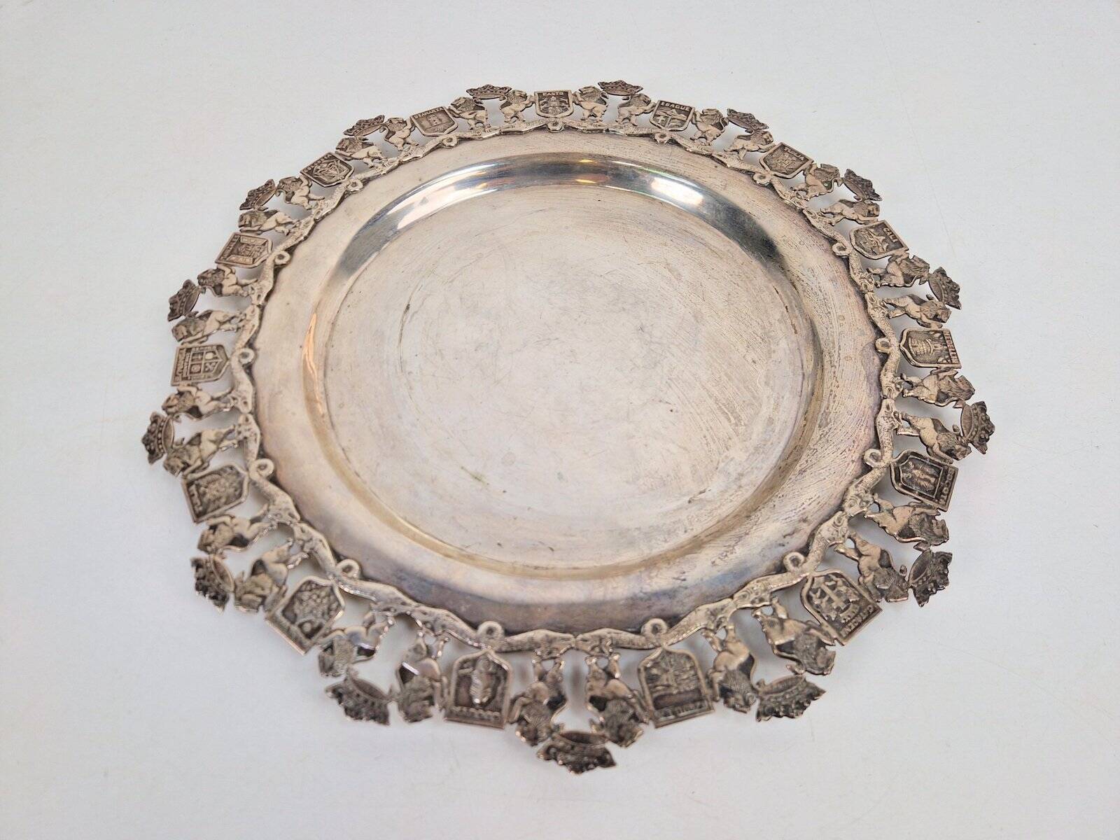 900 Pure Silver Platter from Florentina, Bogota, Colombia, 1970s