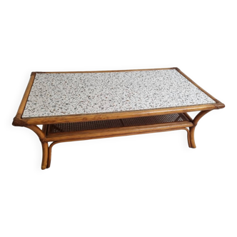 Grande table basse rotin