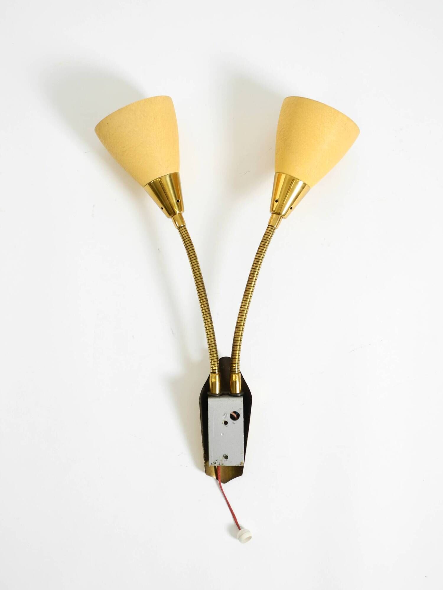 Mid Century unused brass wall lamp with double shade by Cosack Leuchten