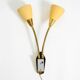 Mid Century unused brass wall lamp with double shade by Cosack Leuchten