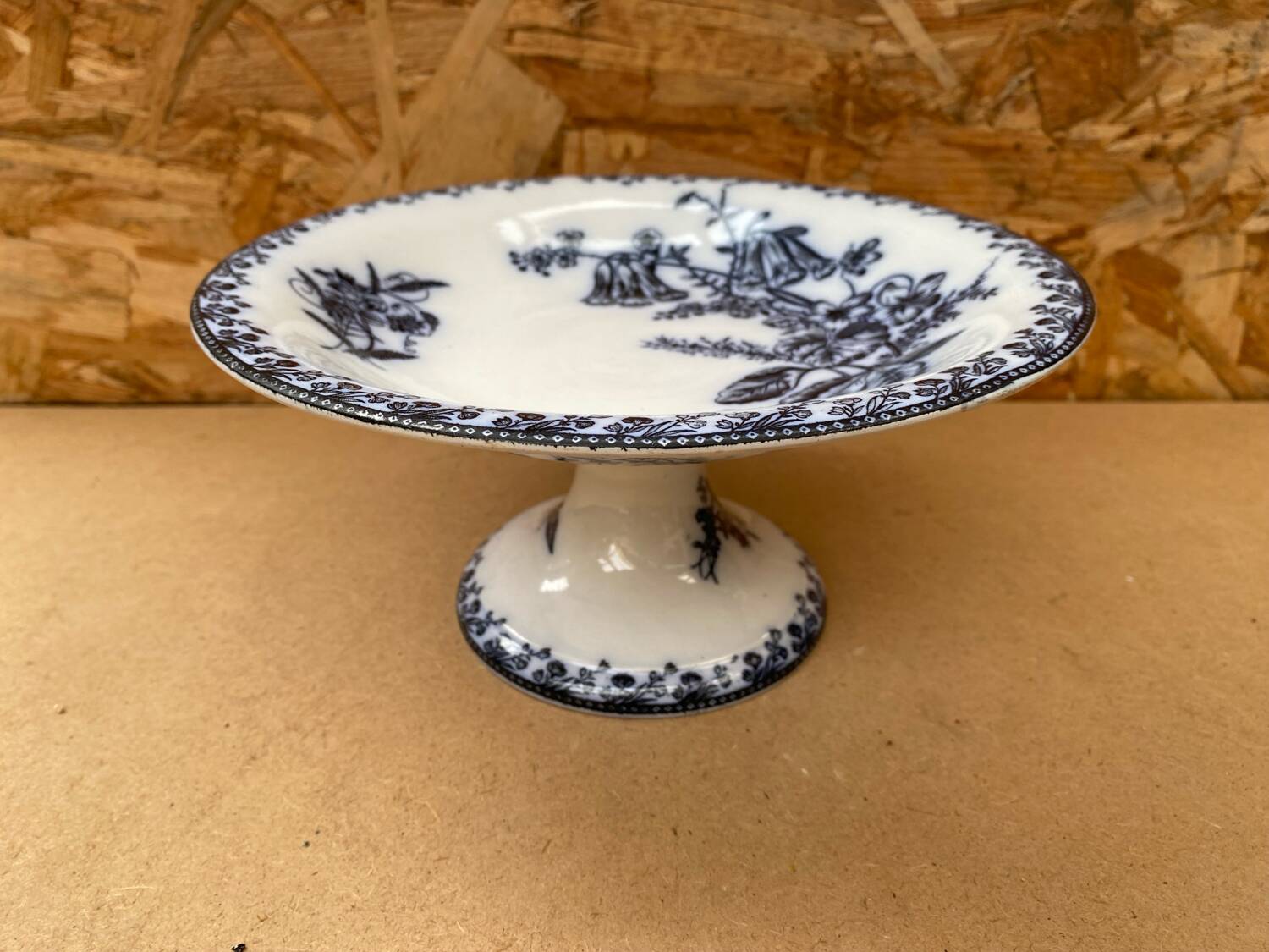 Antique White Porcelain Cake Dish Compotier Vintage Flower Decor