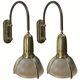 Art deco holophane cut glass and brass wall lamps, 1970