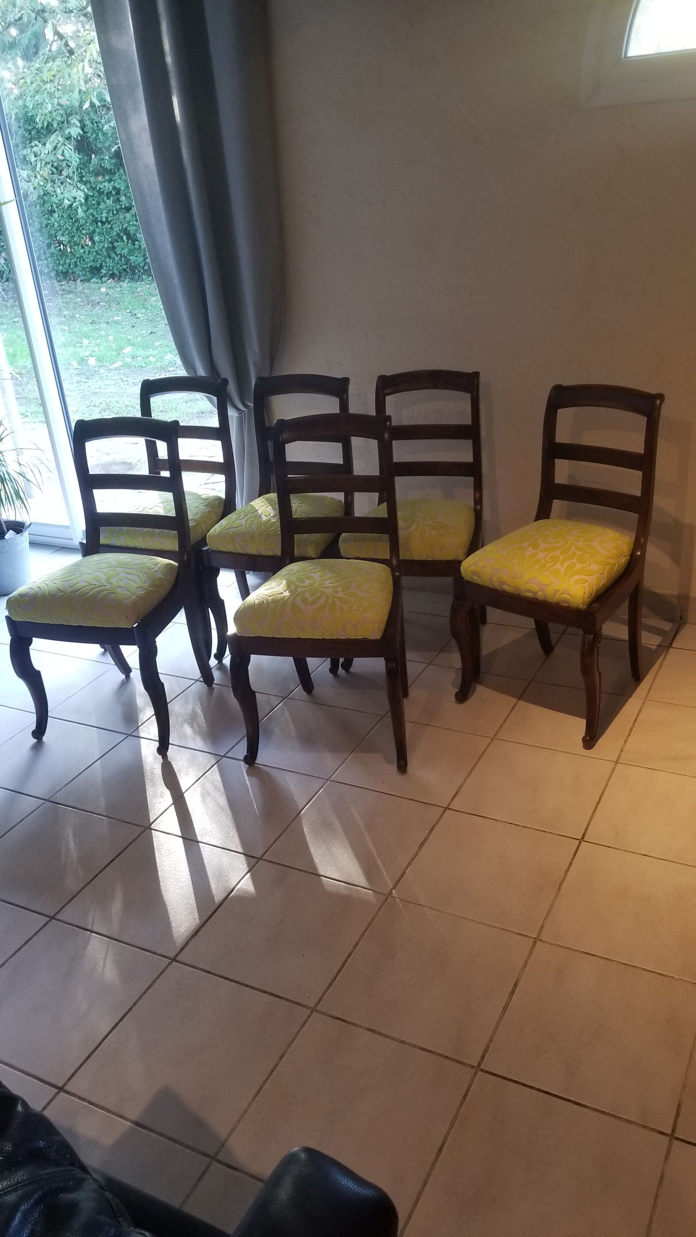 6 walnut chairs