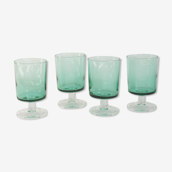 4 petits verres vert Luminarc vintage 70s