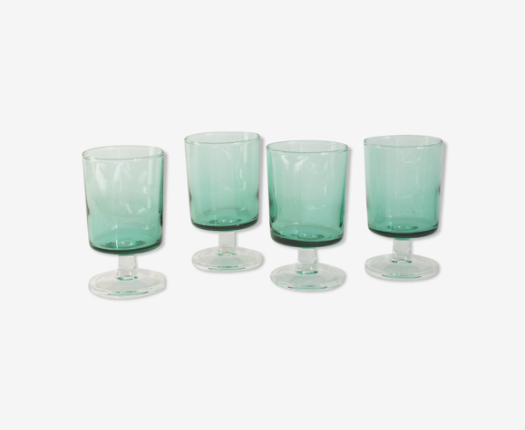 4 petits verres vert Luminarc vintage 70s