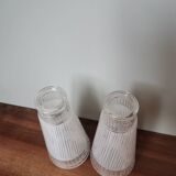 Set of 2 vintage transparent molded glass tulip lamp globe hanging lamp