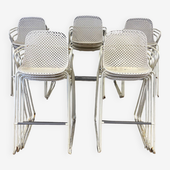 Set of 18 Grosfillex high chairs in steel and white resin
