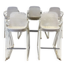 Lot de 18 chaises hautes Grosfillex en acier et résine blanc